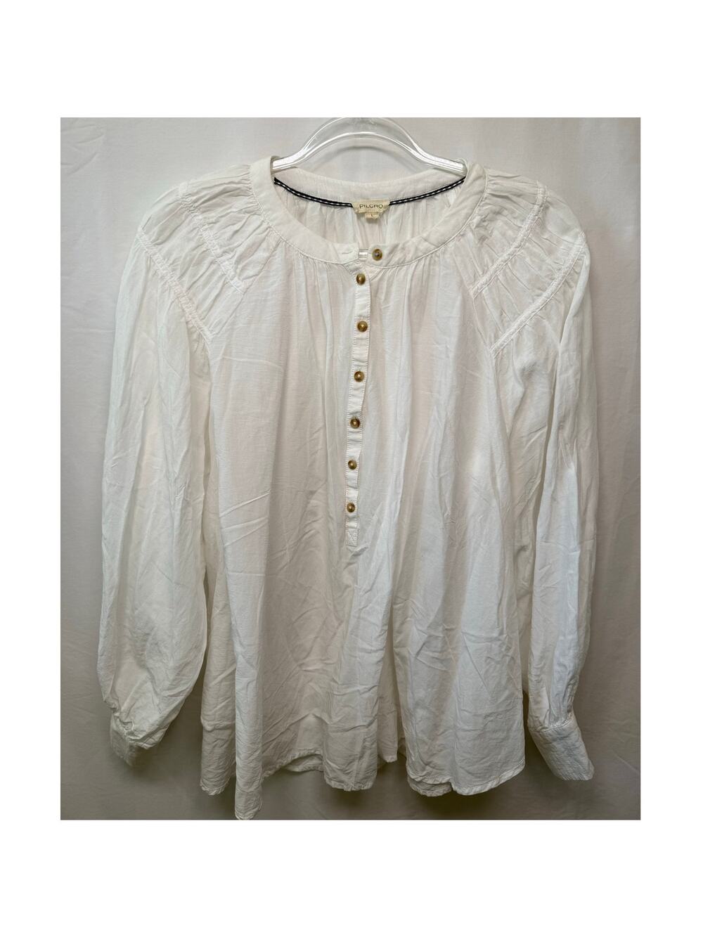 Pilcro from Anthropologie Tunic Button Blouse, White, Size Large